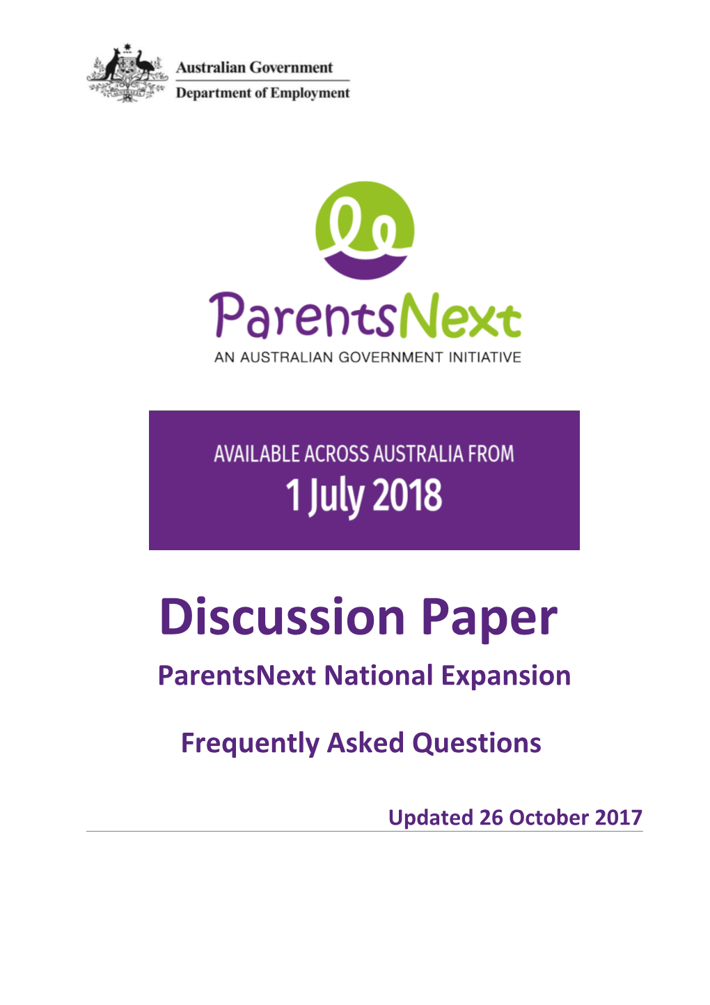 Faqs: Parentsnext National Expansion - Discussion Paper