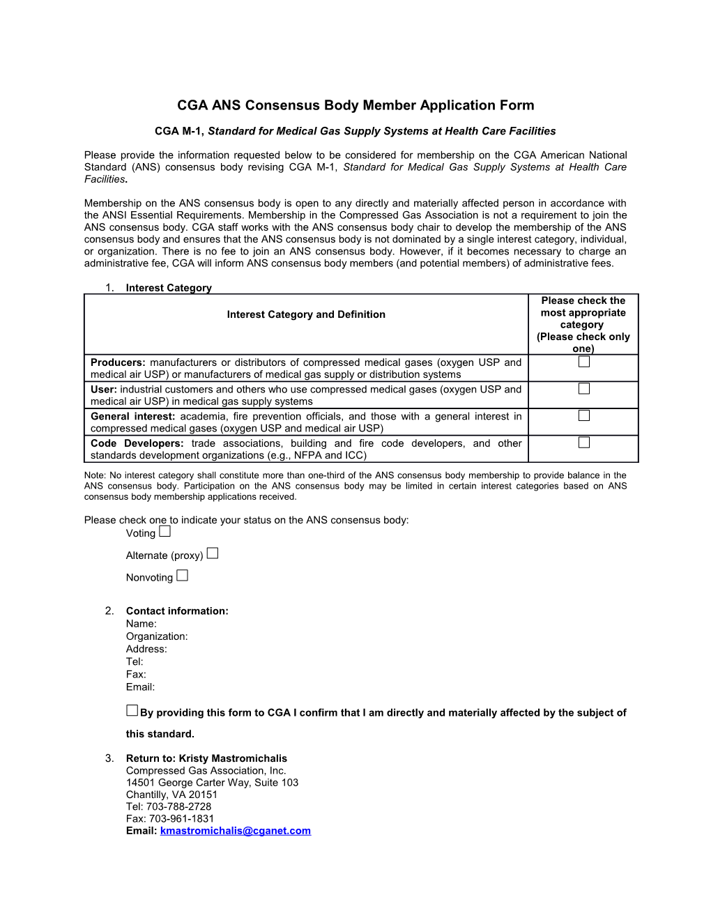 CGA ANS Consensus Body Member Application Form