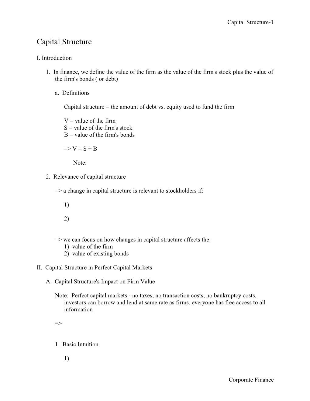 Chapter 17 - Capital Structure (Part I)