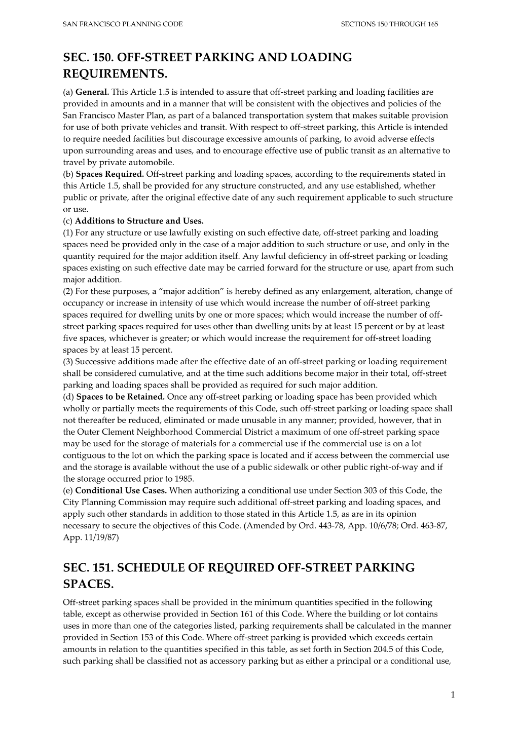 Sec. 150. Off-Street Parking and Loading Requirements