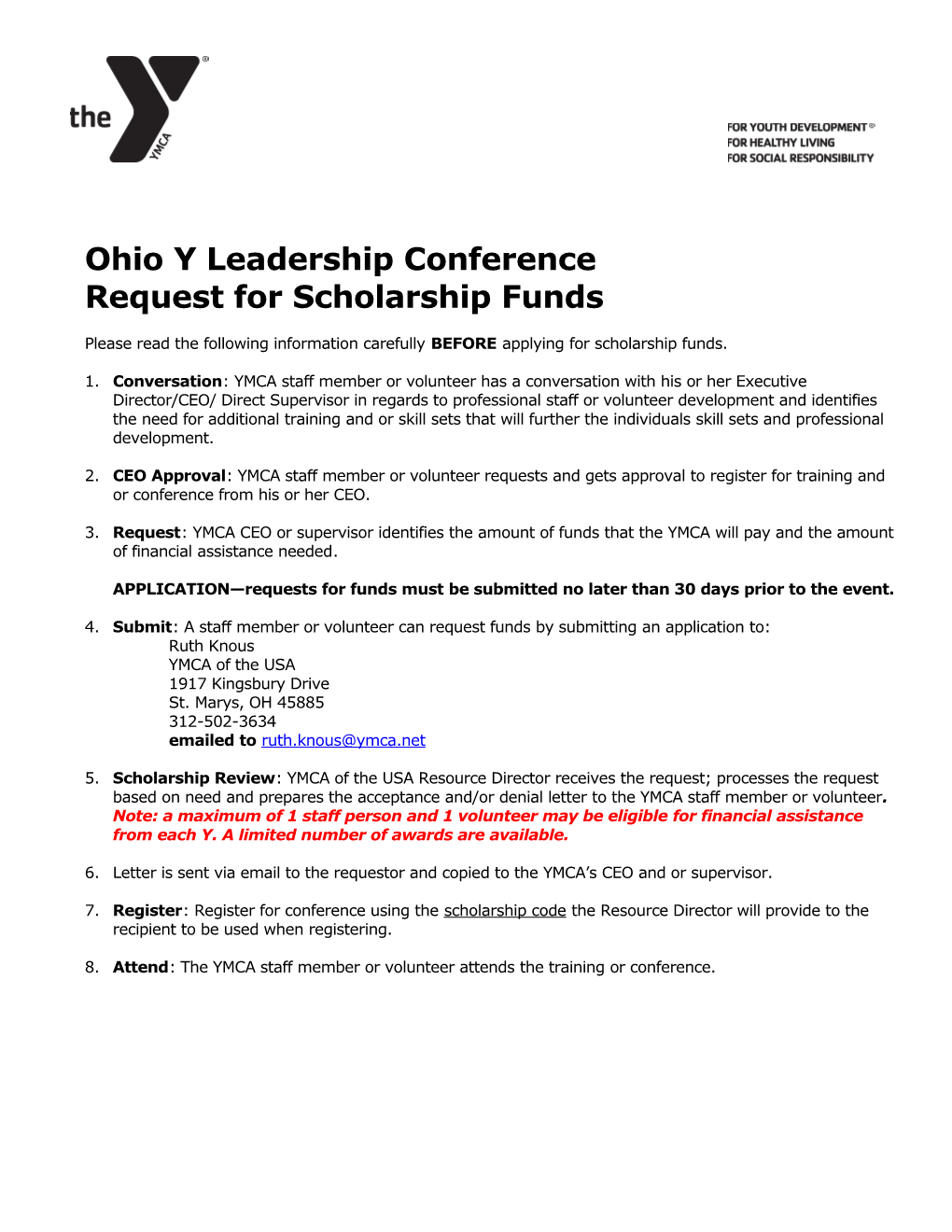 Request for Scholarship Funds