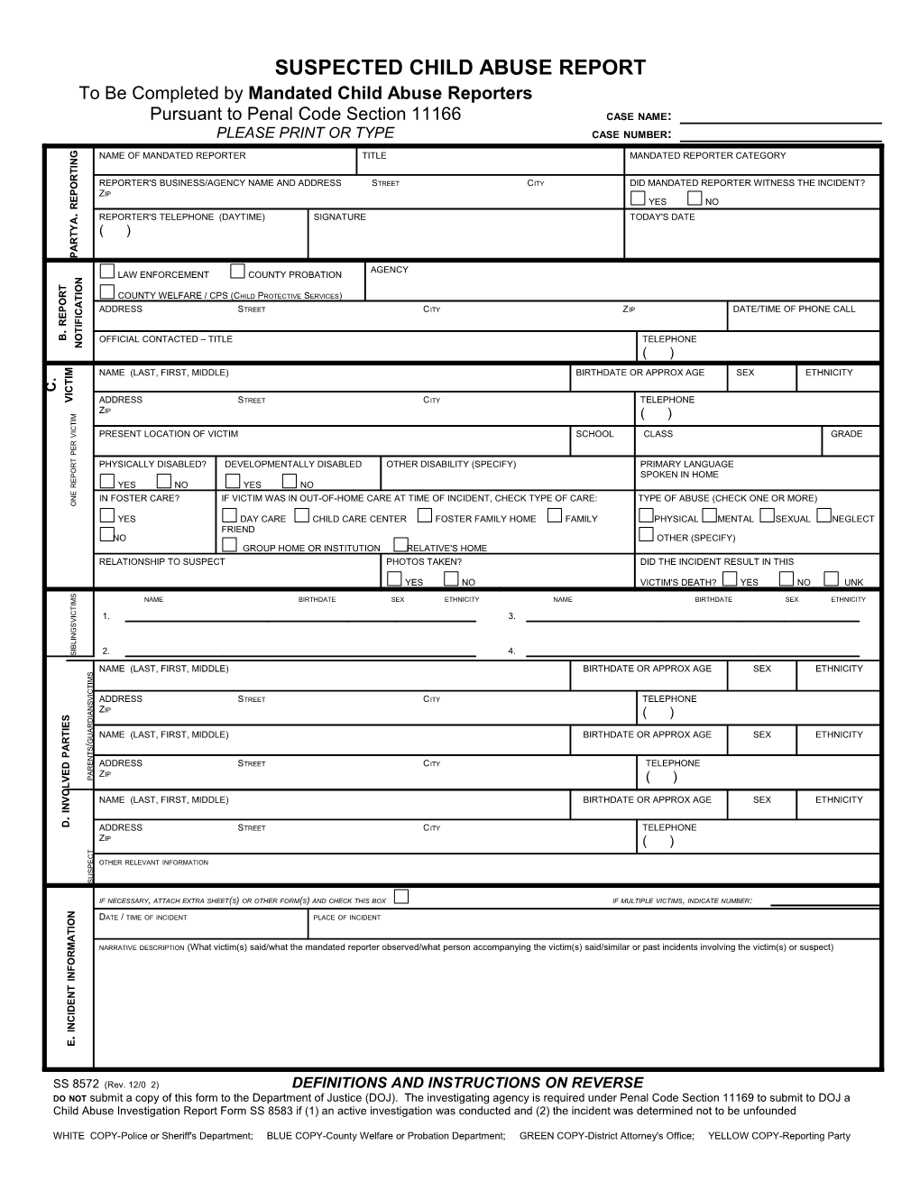 Suspected Child Abuse Report