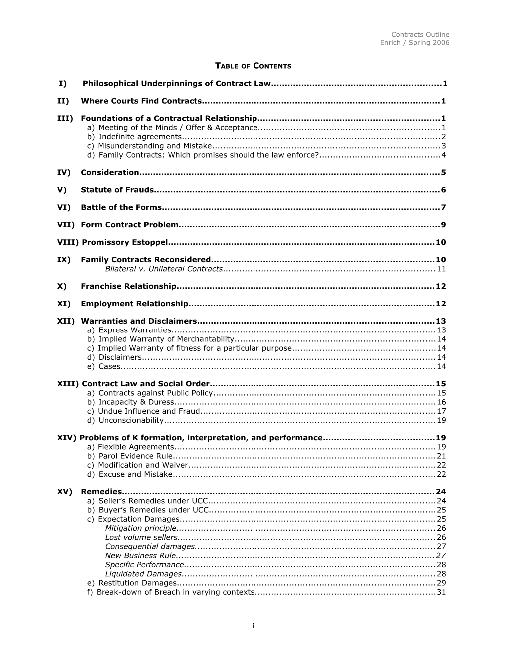 I)Philosophical Underpinnings of Contract Law 1