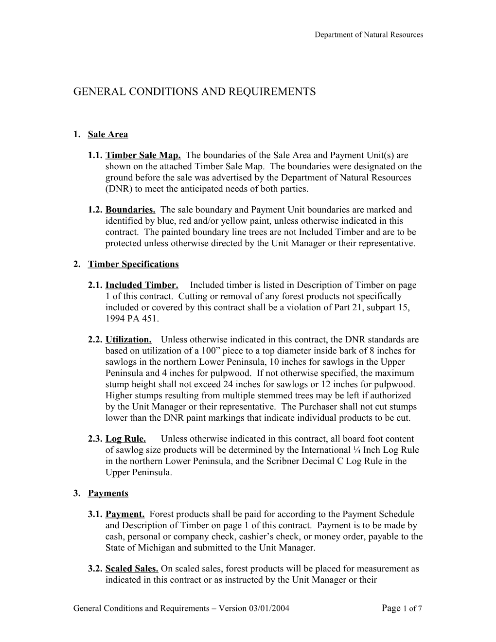 Conditions and Requirements