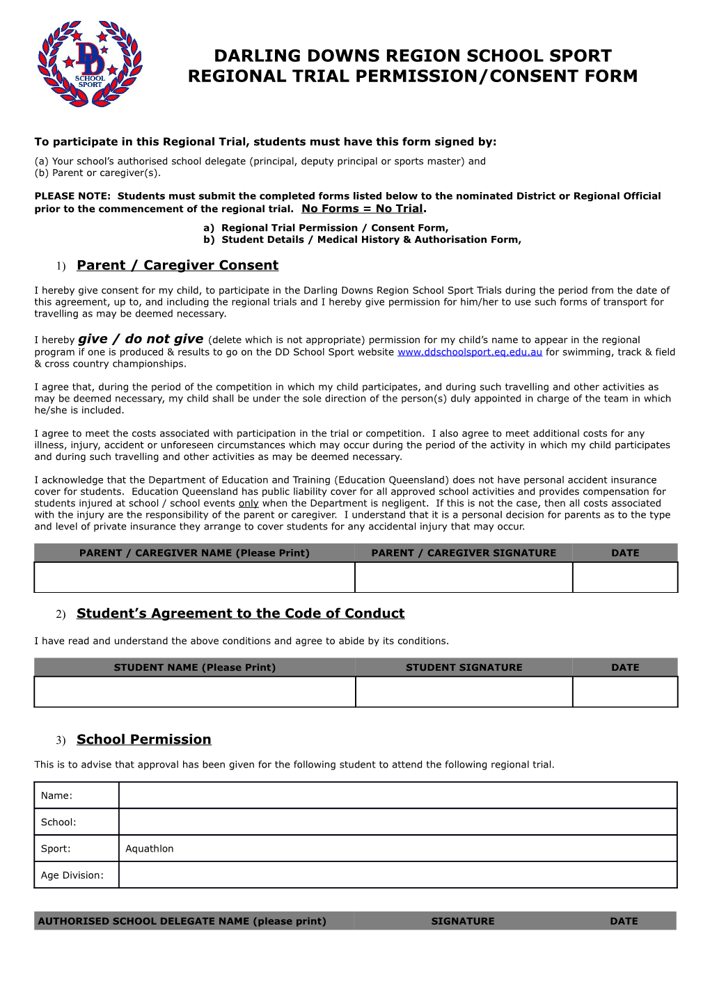 2018 DDSS Regional Trial Permission Form