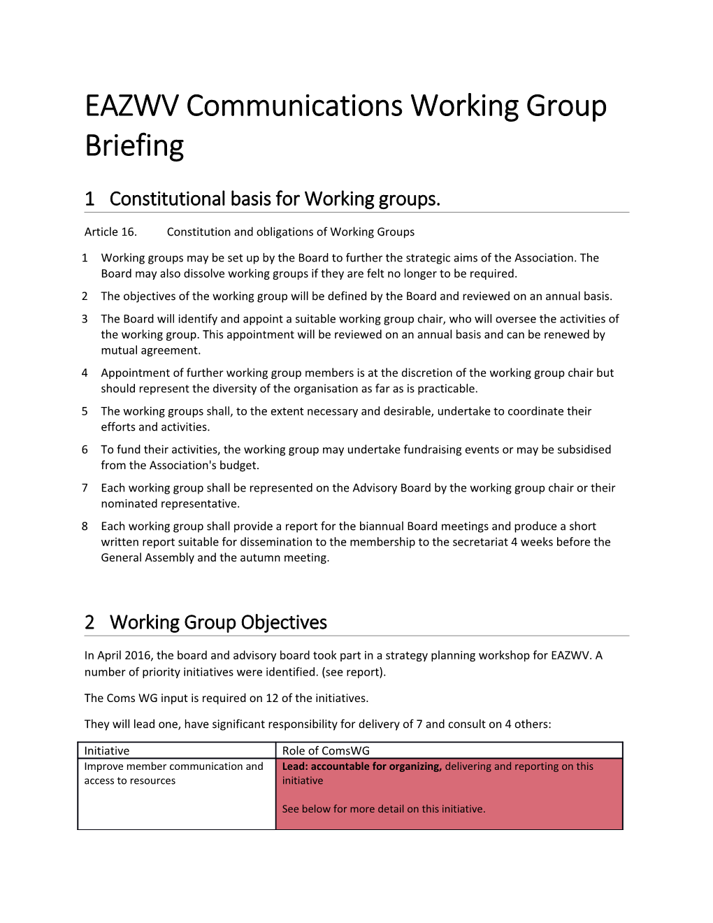 1Constitutional Basis for Working Groups