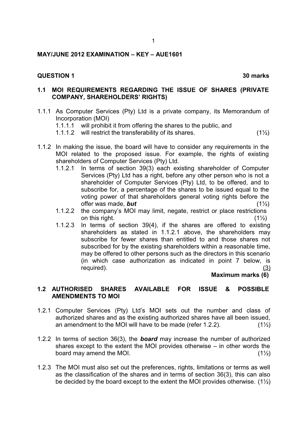 May 2006 Exam - Key - Aue 322-U / Aue302-Q