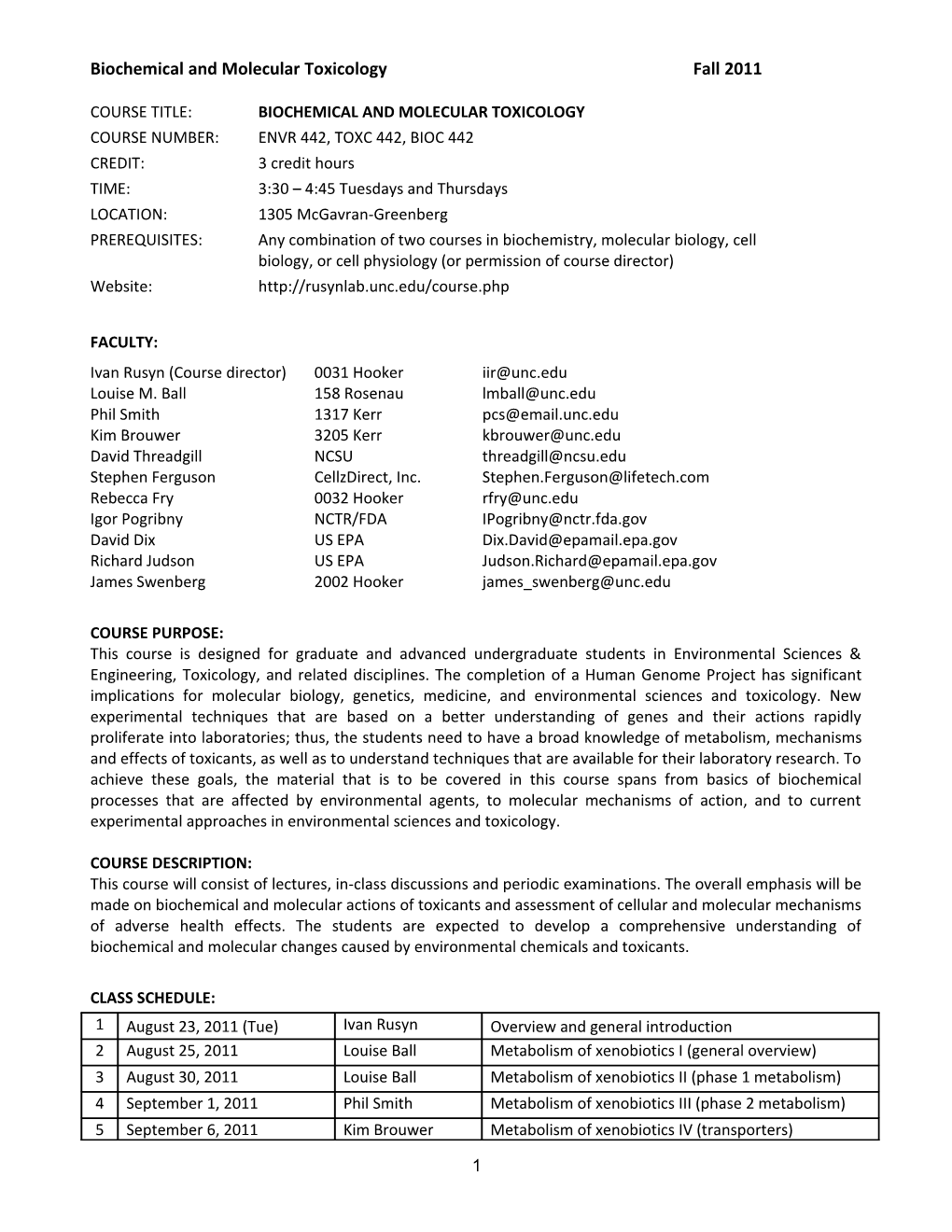 Biochemical and Applied Toxicology