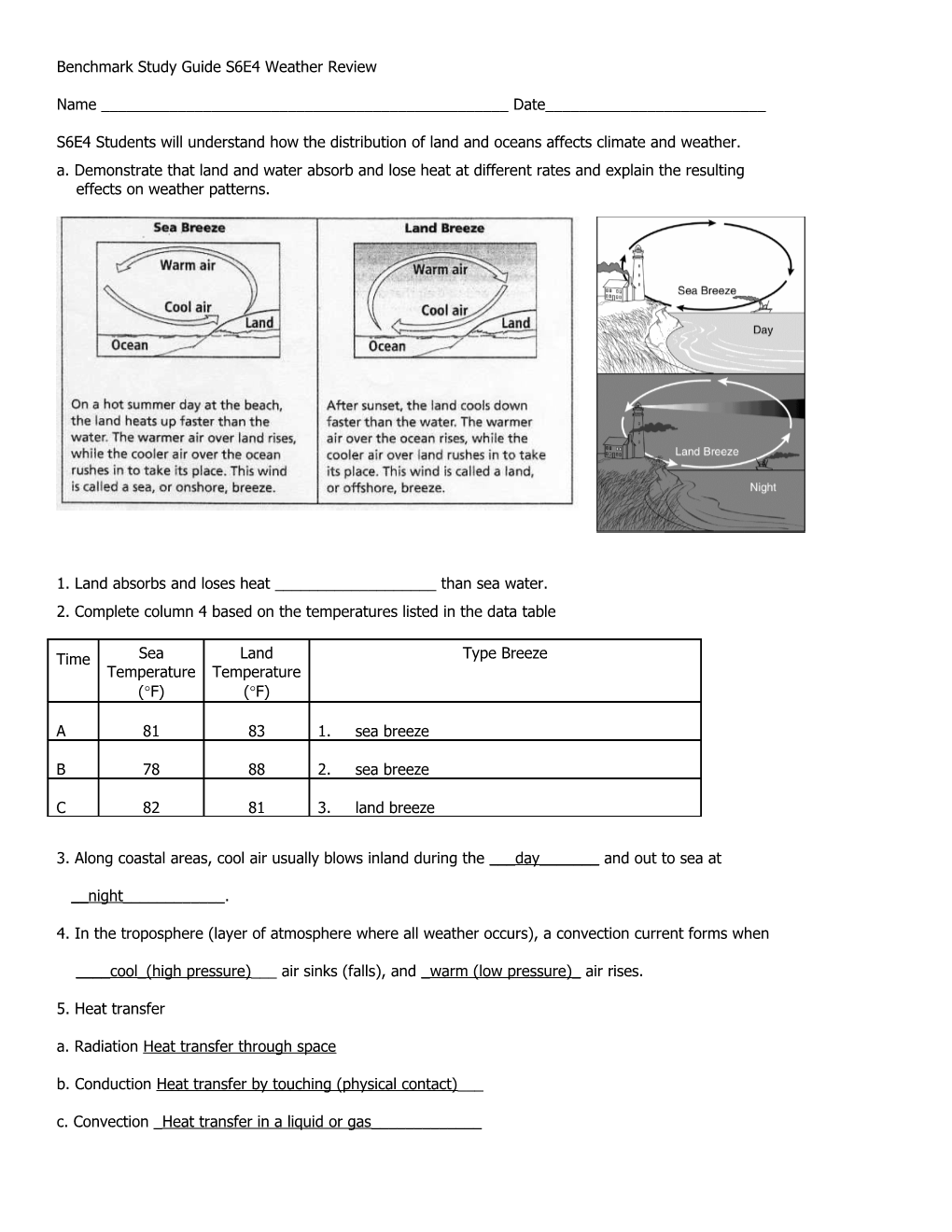Benchmark Study Guides6e4 Weather Review
