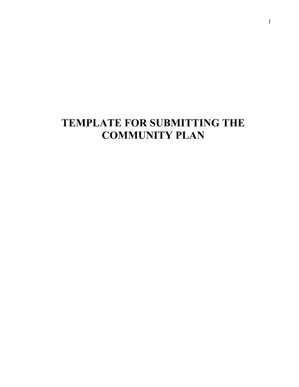 Template for Submitting the Community Plan
