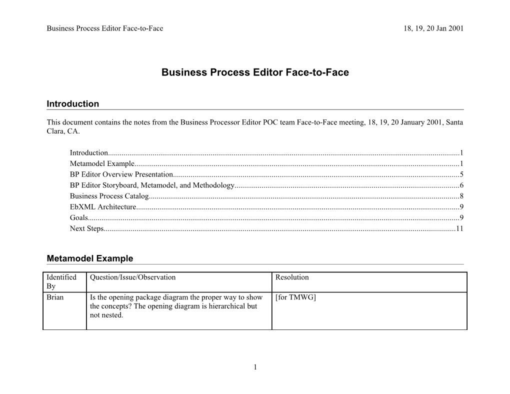 Business Process Editor Face-To-Face
