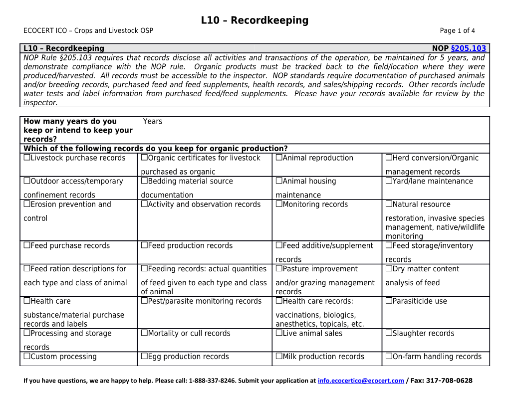 ECOCERT ICO Crops and Livestock Osppage 1 of 2