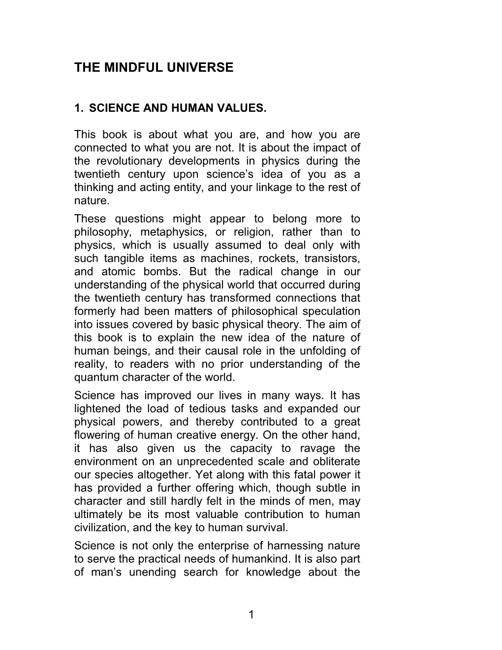 1.Science and Human Values