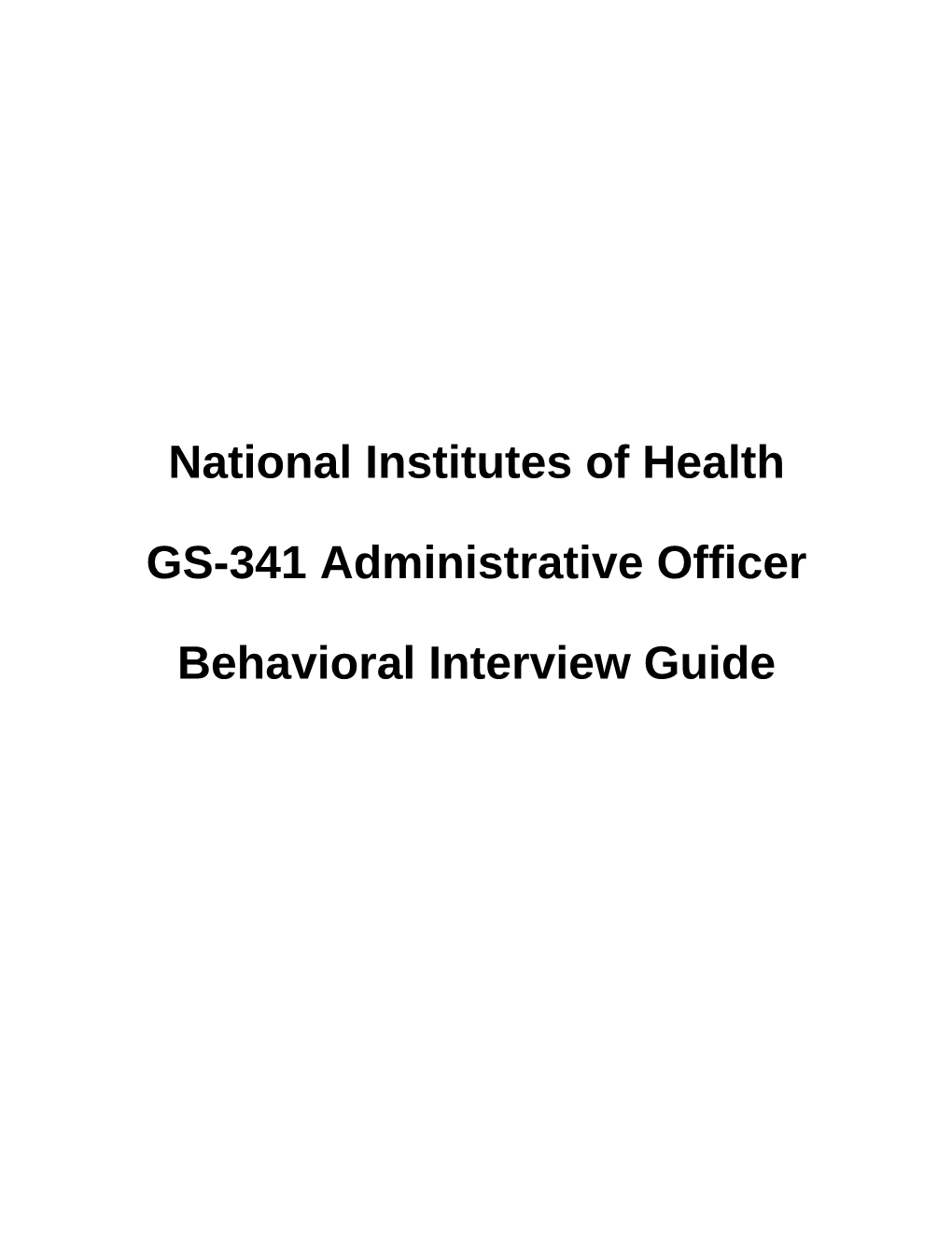 NIH Behavioral Interview Guide GS-341 Administrative Officer