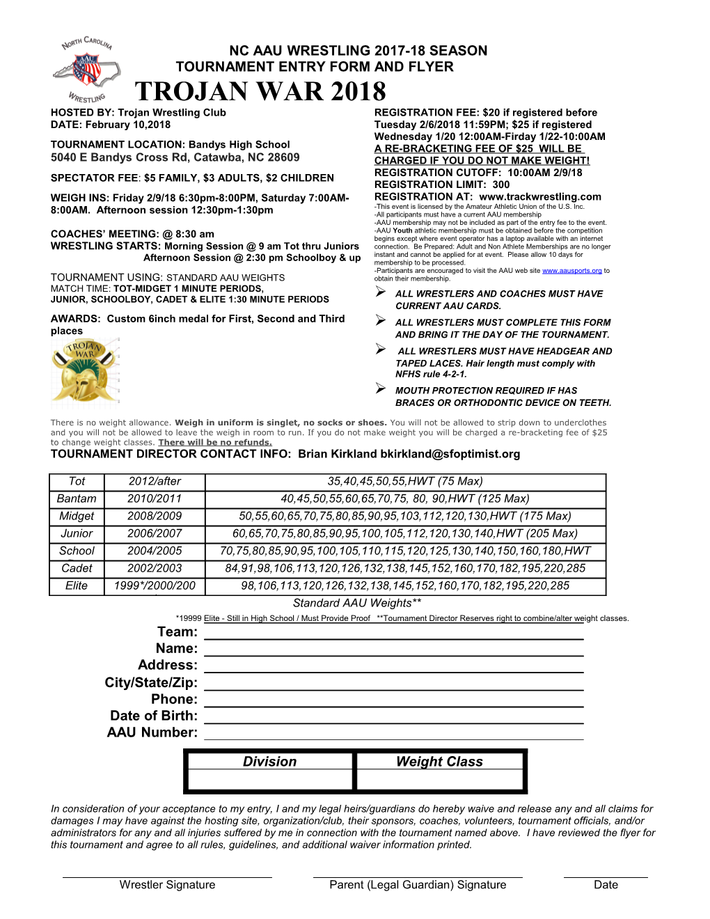 Tournament Entry Form and Flyer