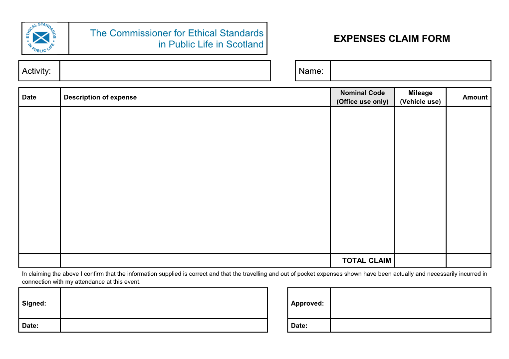 Expenses Claim Form