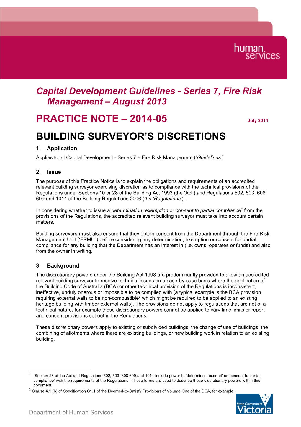 Practice Note 2014-05-Building Surveyors Discretion