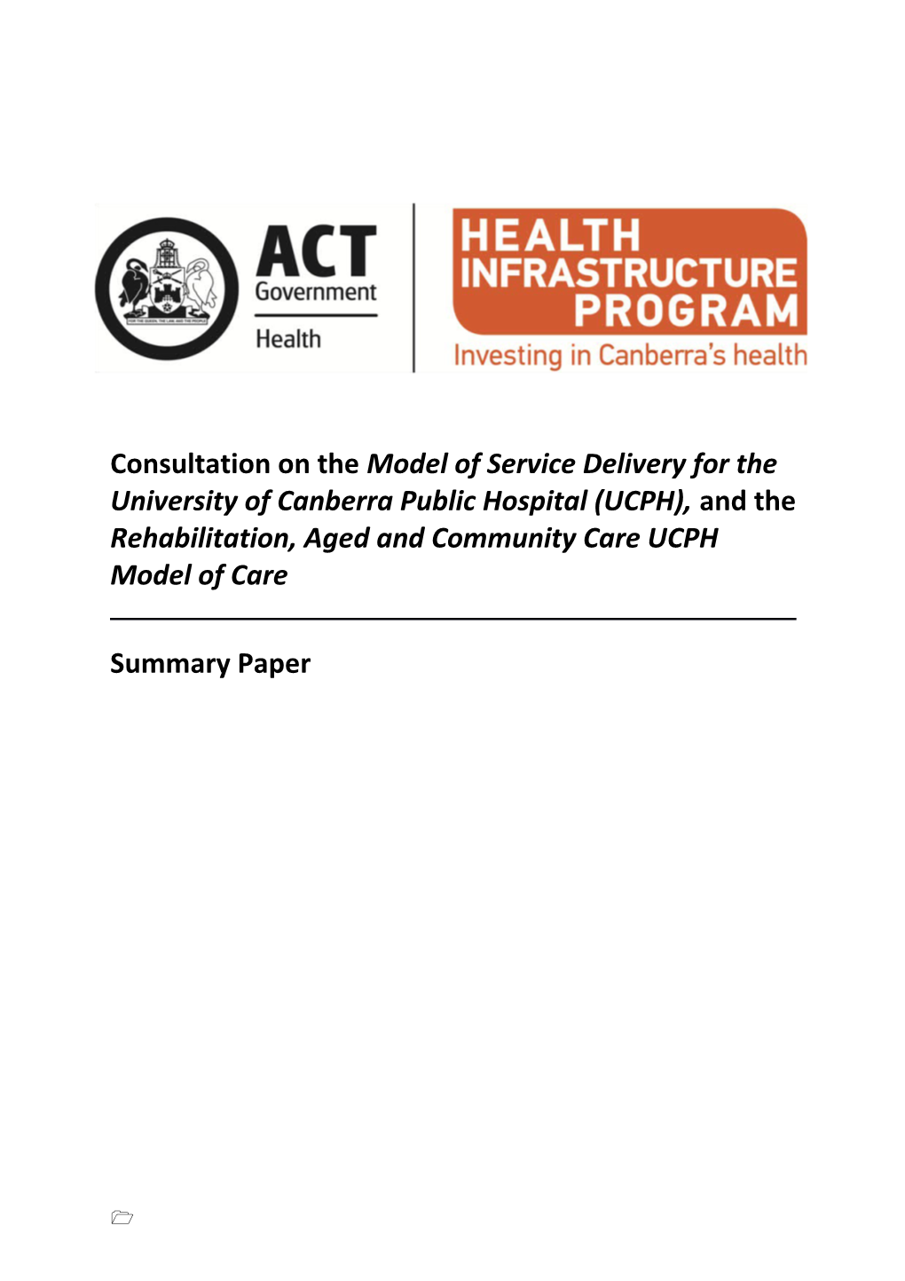 Rehabilitation, Aged and Community Careucph Model of Care