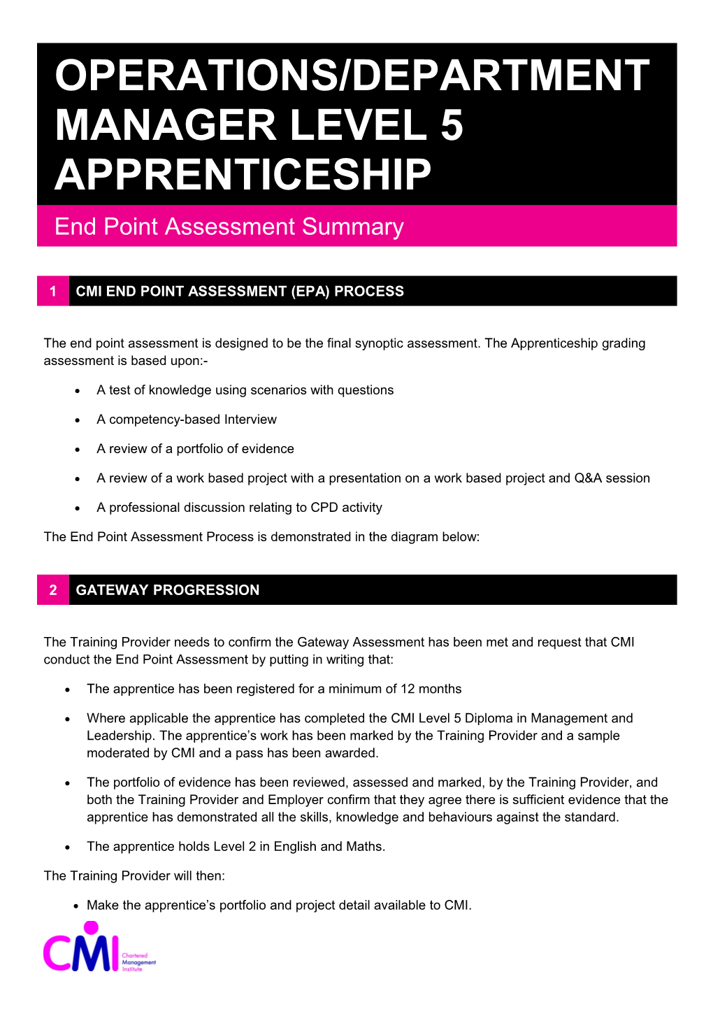 The End Point Assessment Is Designed to Be the Final Synoptic Assessment. the Apprenticeship