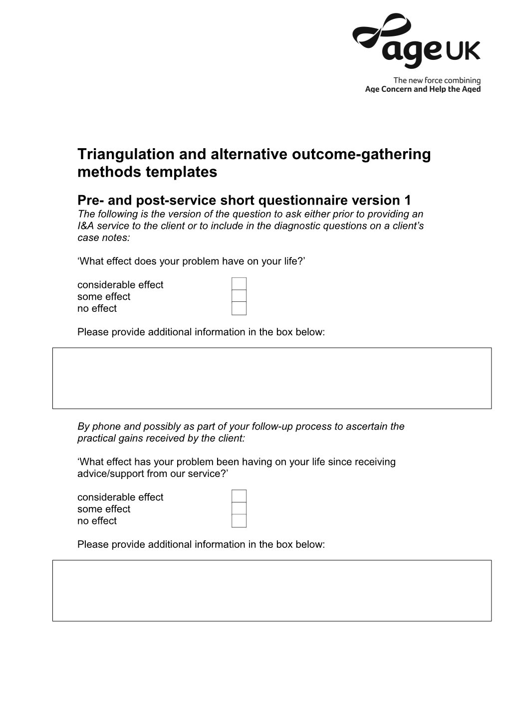 Triangulation and Alternative Outcome-Gathering Methods Templates