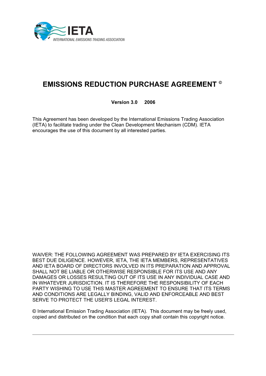 Emissions Reduction Purchase Agreement