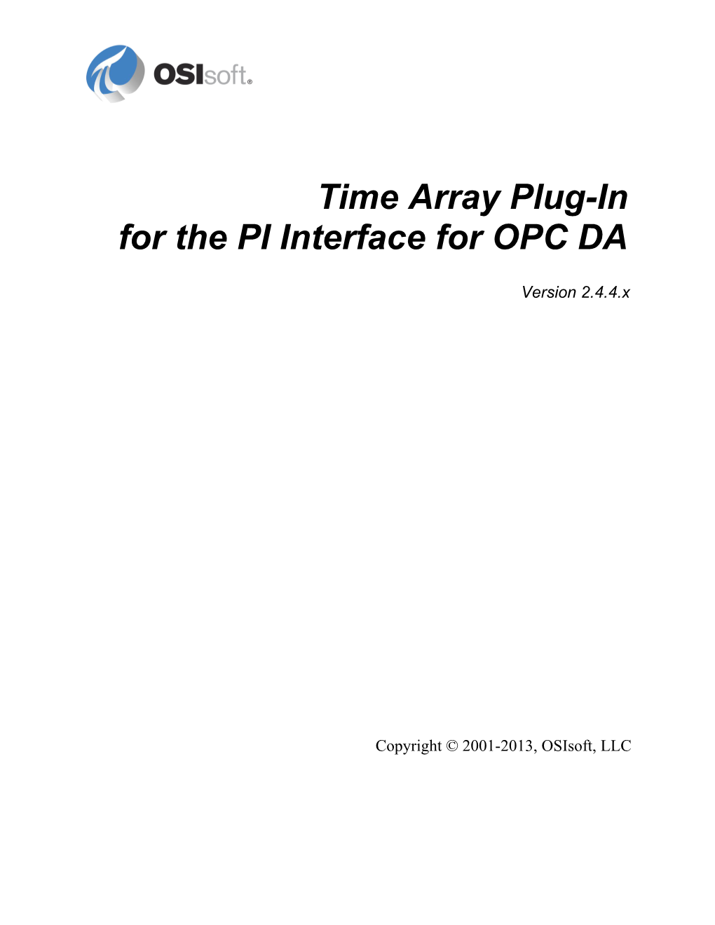 Time Array Plug-In for OPC DA Interface to the PI System