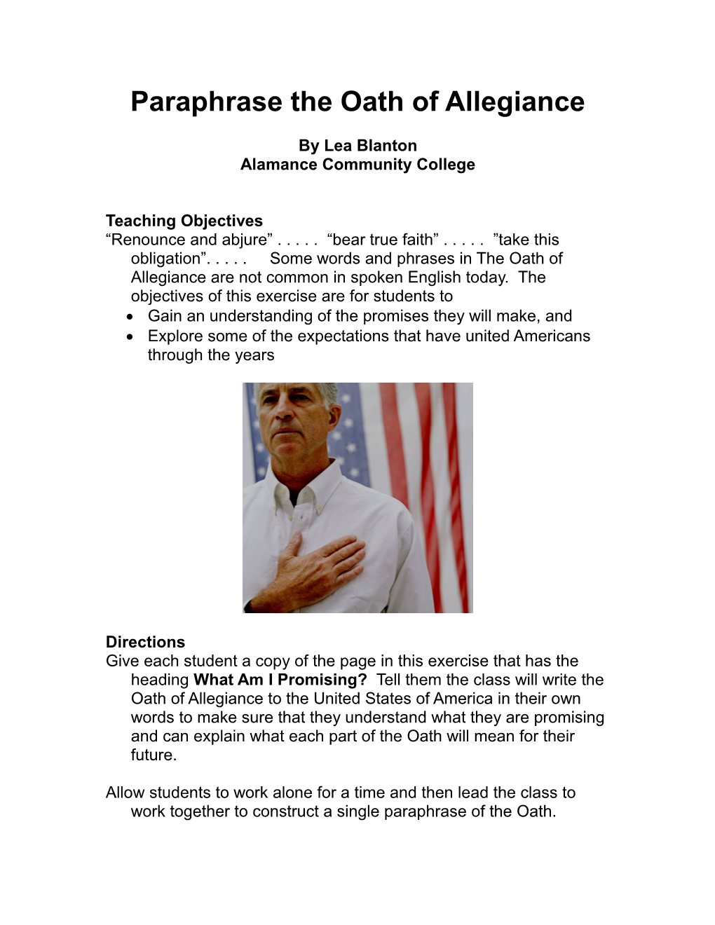 Paraphrase the Oath of Allegiance