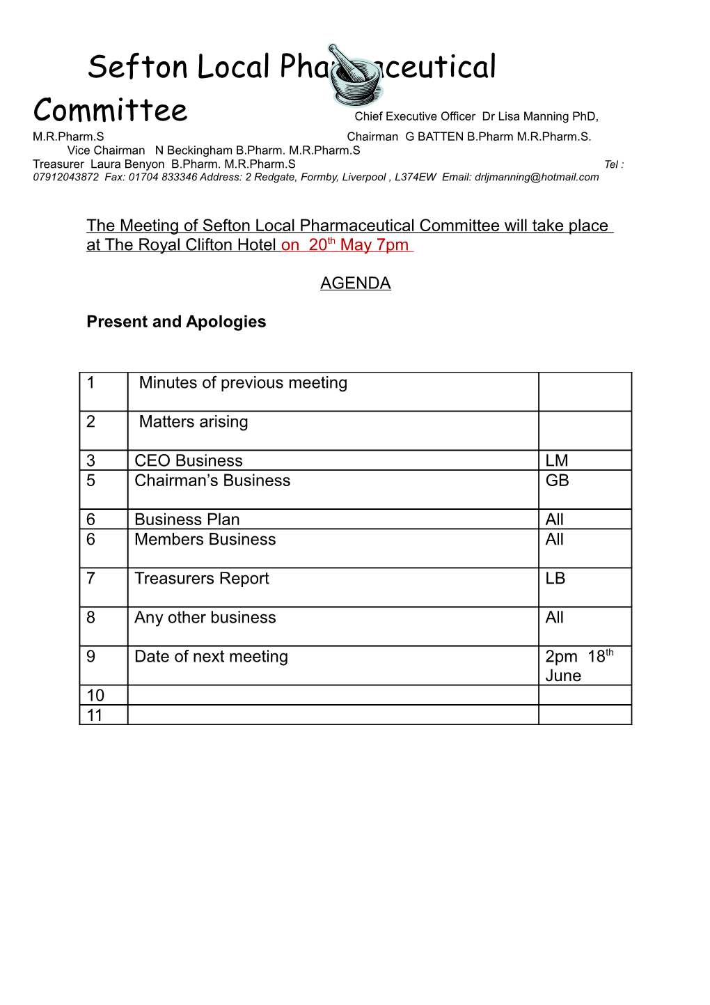 Sefton Local Pharmaceutical Committee Minutes