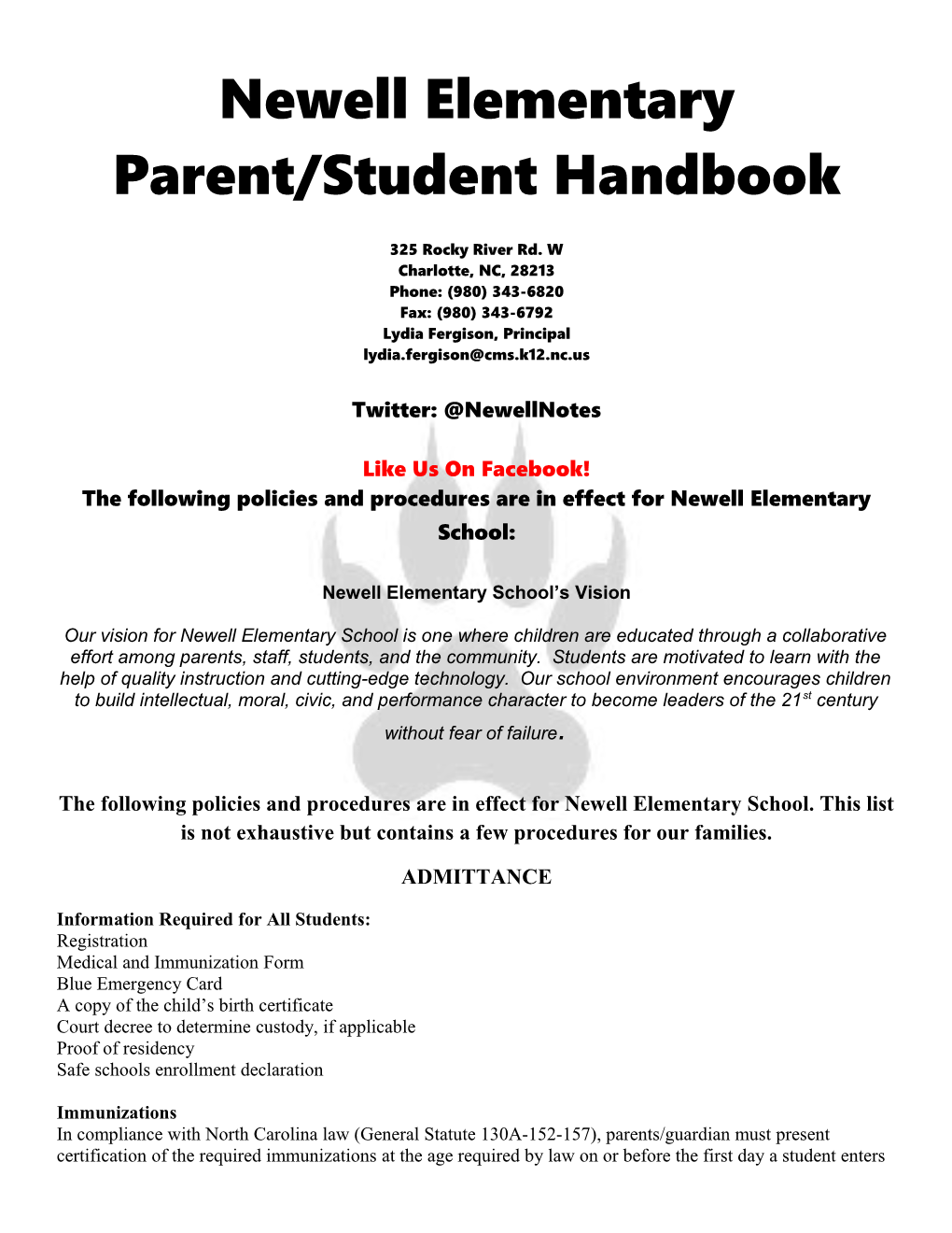 Newell Elementary Parent/Student Handbook