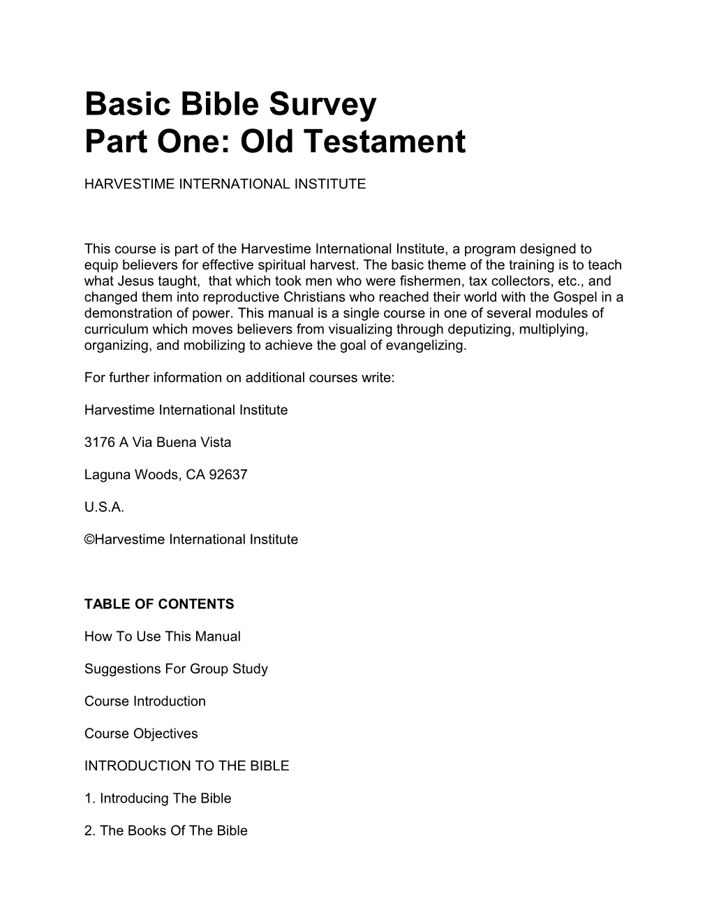 Basic Bible Survey Part One: Old Testament