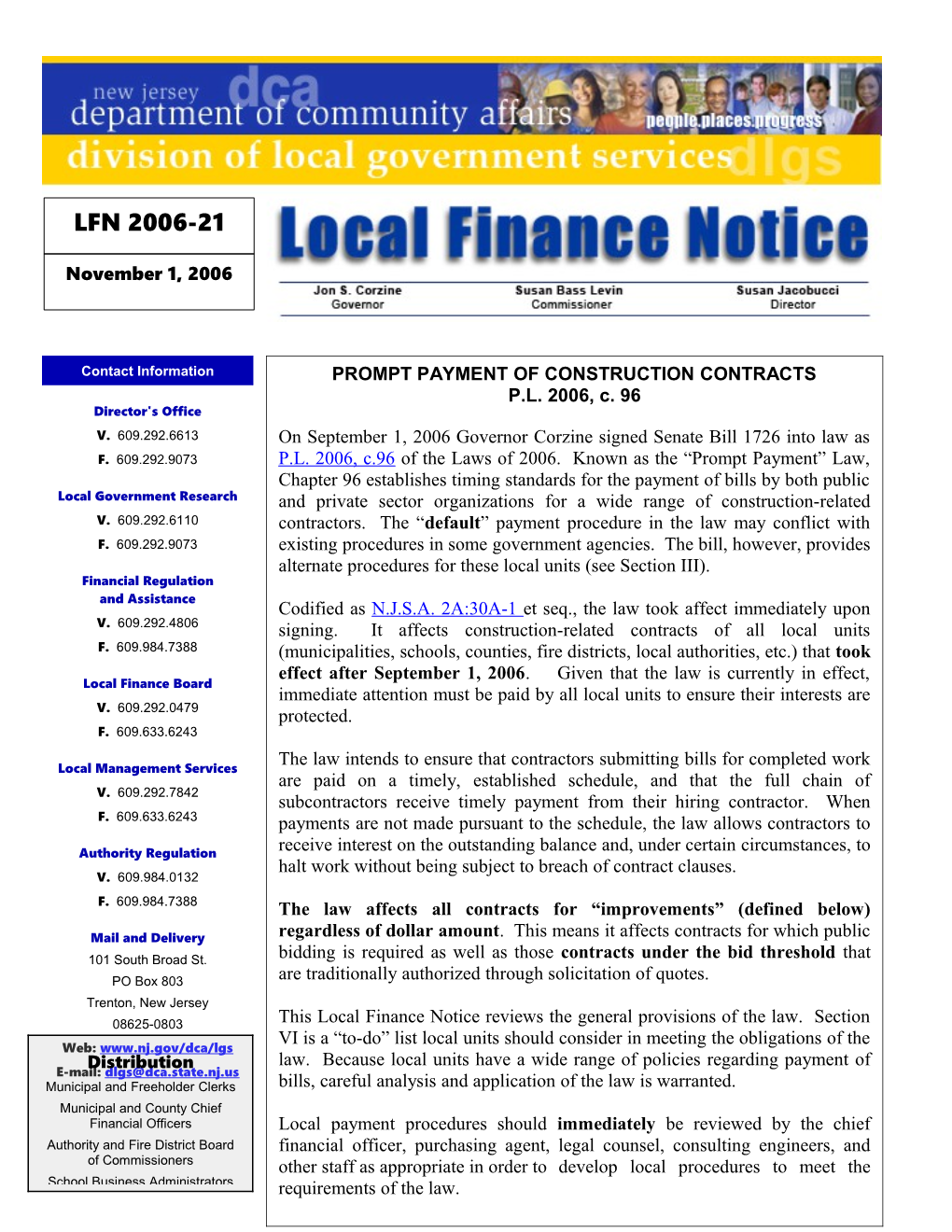 Local Finance Notice 2006-21November 1, 2006Page 1