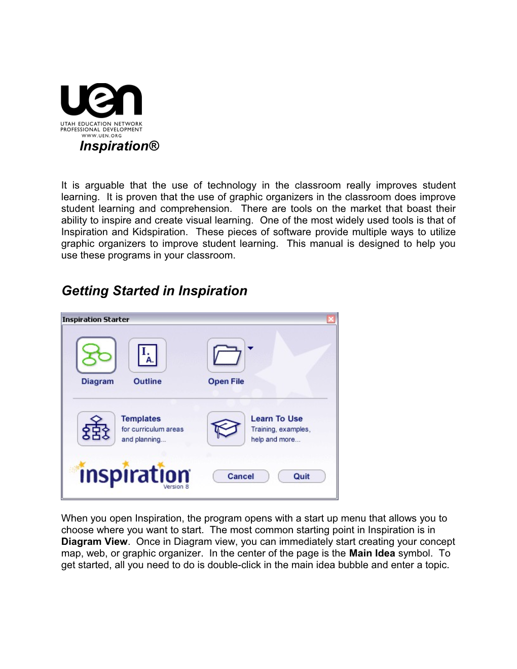 Basic Functions in Inspiration: Diagram View