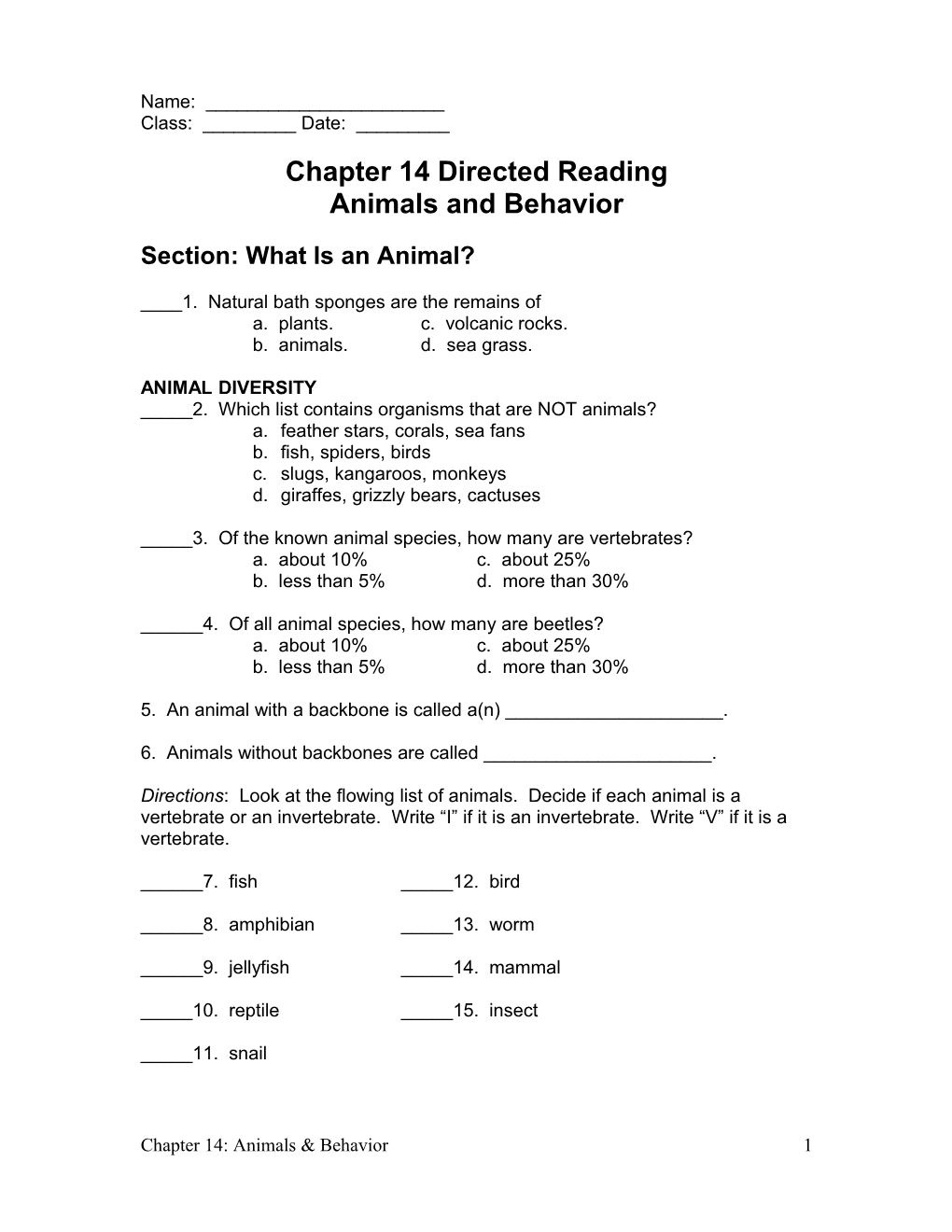 Chapter 14 Directed Reading