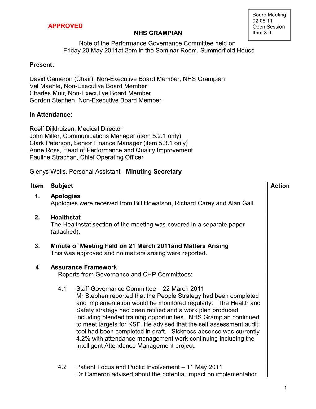 Item 8.9 for 2 Aug 2011 Performance Gov Cttee 20 May