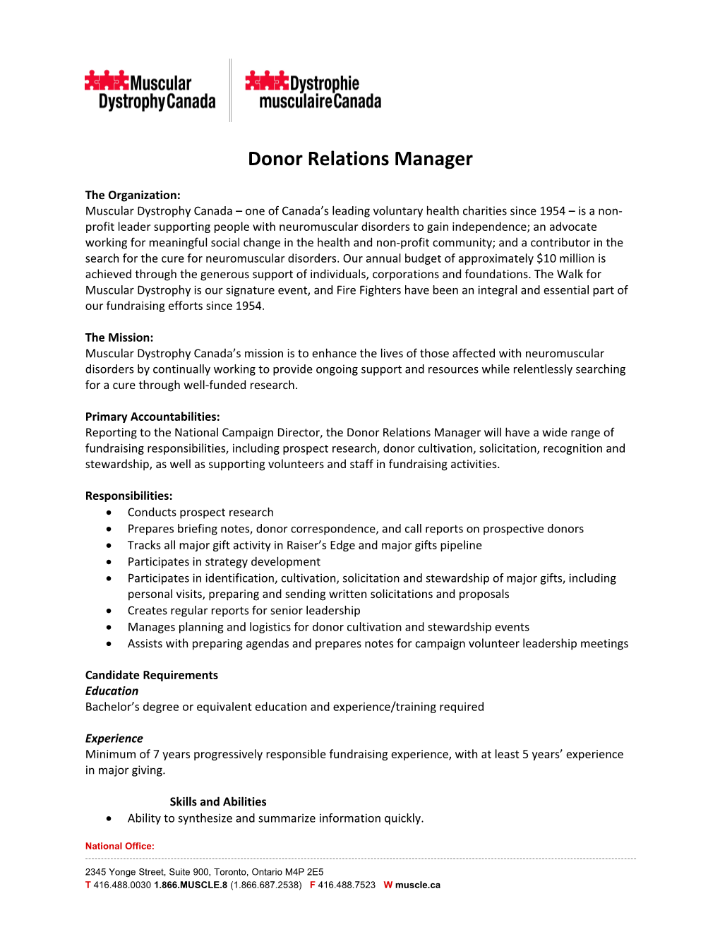 Donor Relations Manager