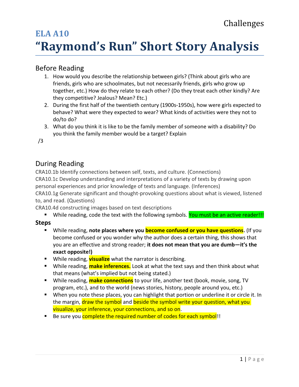 Raymond S Run Short Story Analysis