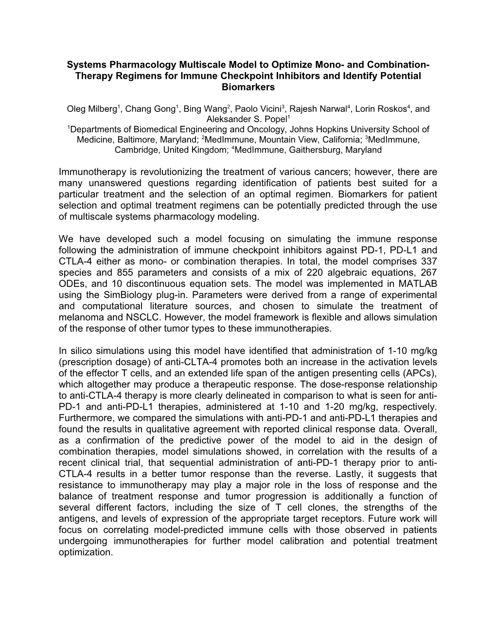 Systems Pharmacologymultiscale Model to Optimize Mono- and Combination-Therapy Regimens