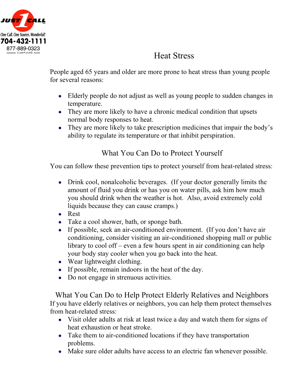Heat Stress in the Elderly