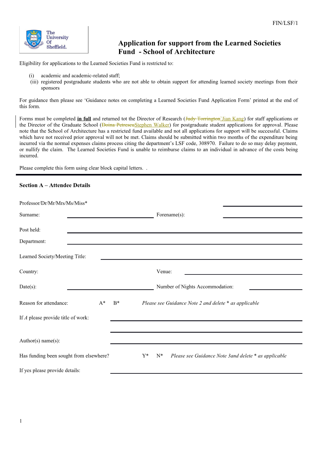 94-95 Learned Society Claim Form