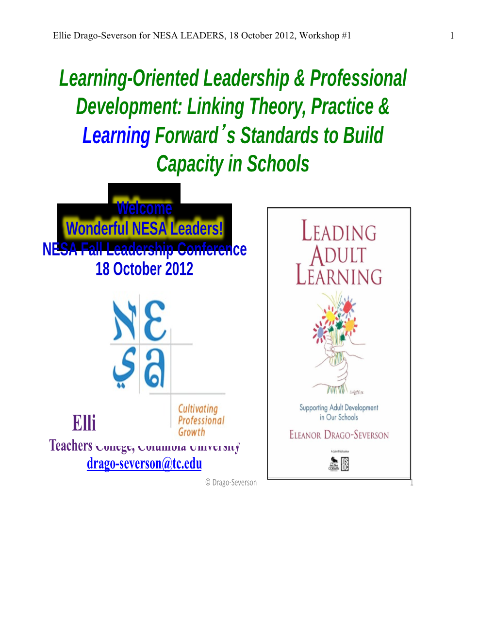 Table 2.1: Ways of Knowing (Pages 40 & 41 in Leading Adult Learning)