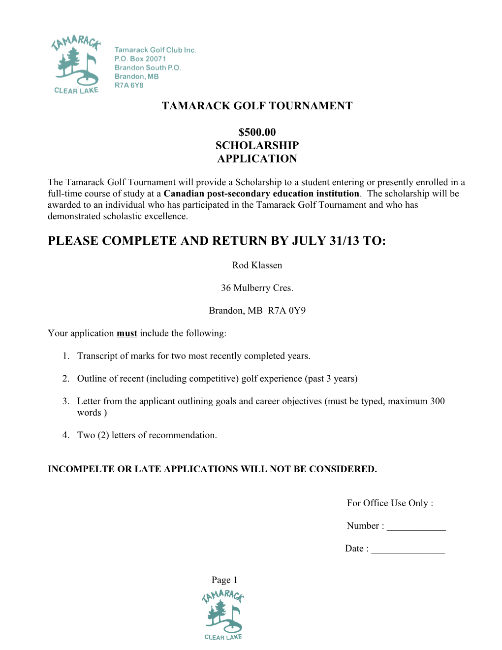 Tamarack Golf Tournament