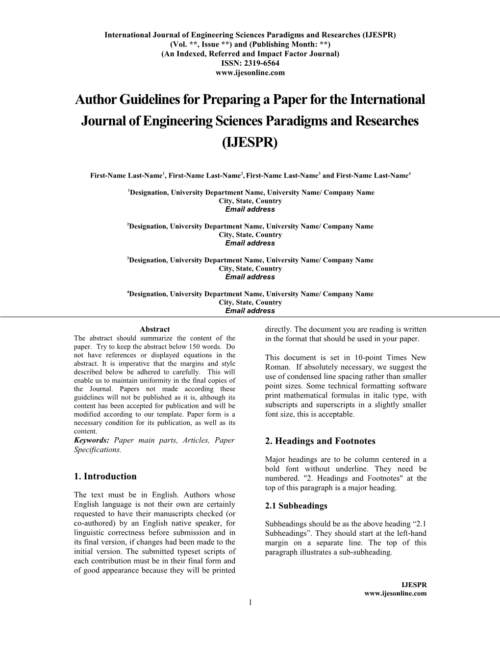 Author Guidelines for Preparing a Paper for the International Journal of Computer Science