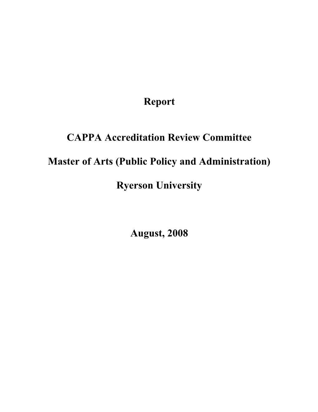 Review of the CAPPA Accreditation Review Panel