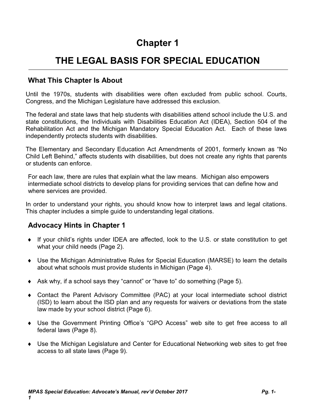 The Legal Basis for Special Education