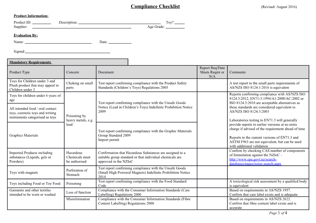 The Above Product Complies with All Prescribed Consumer Product Safety and Information Standards