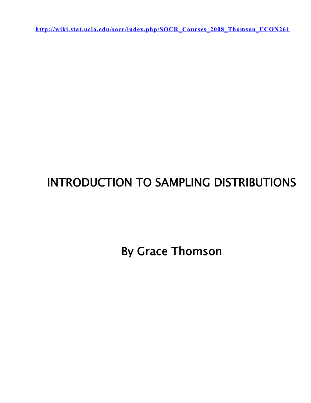 Introduction to Sampling Distributions
