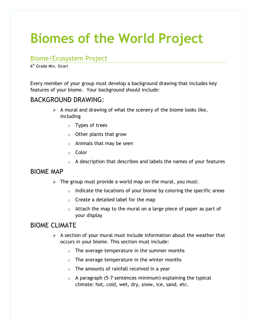 Biomes of the World Project