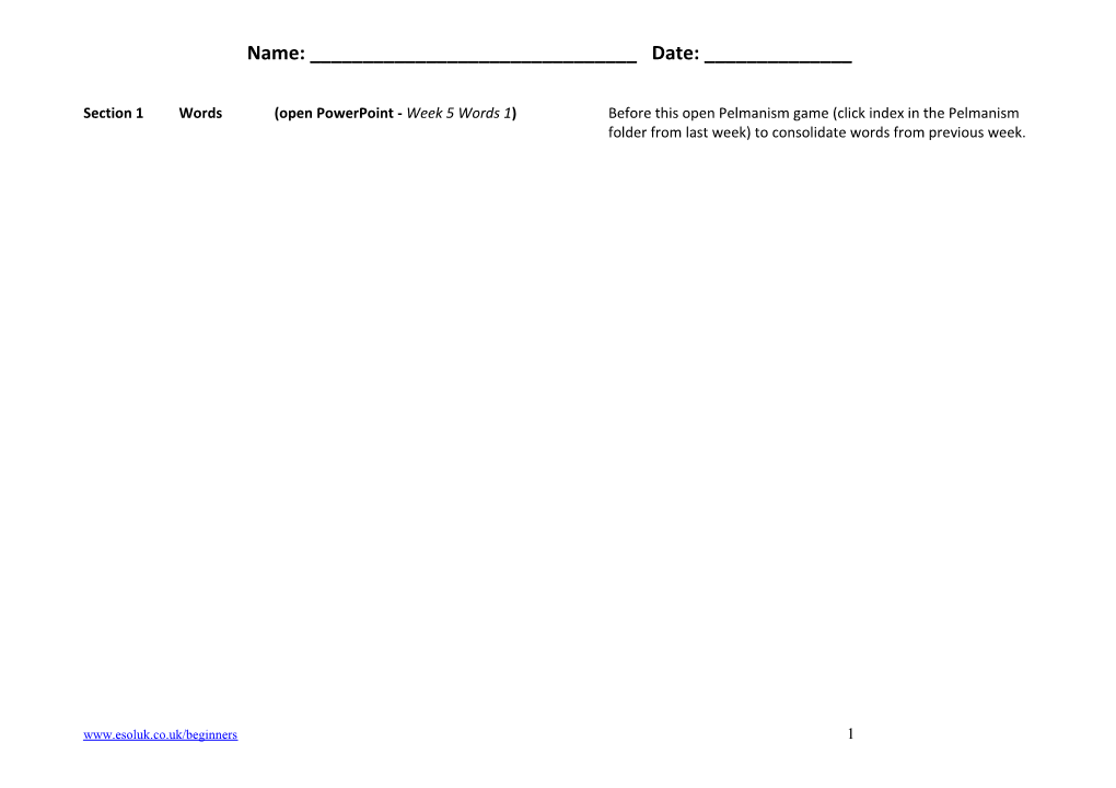 Section 2Handwriting(Choose Words to Practise Writing)