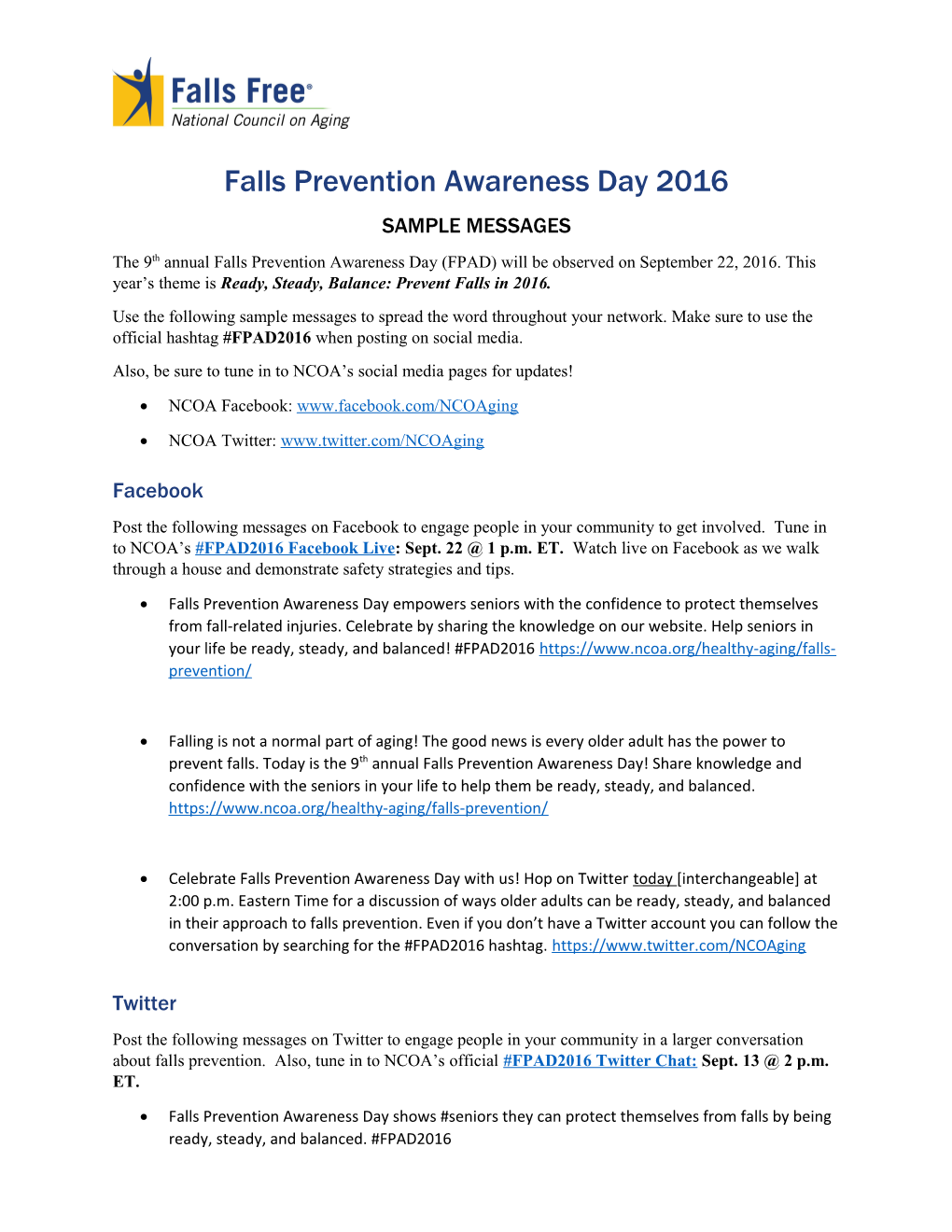 Falls Prevention Awareness Day 2016