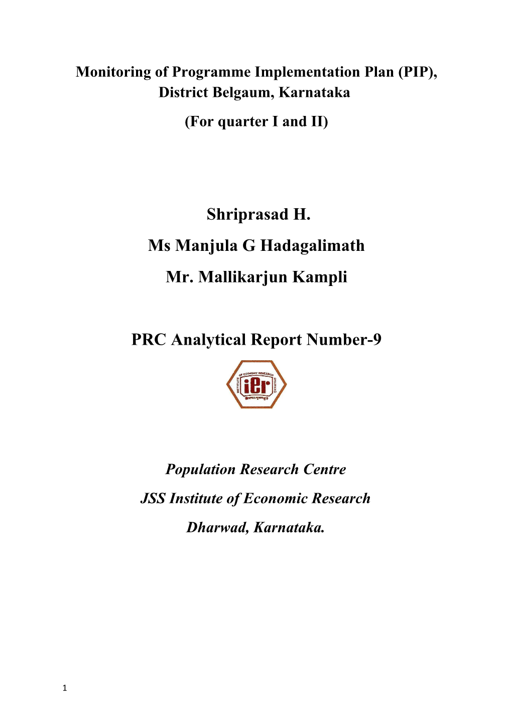 Belguam - PIP Report